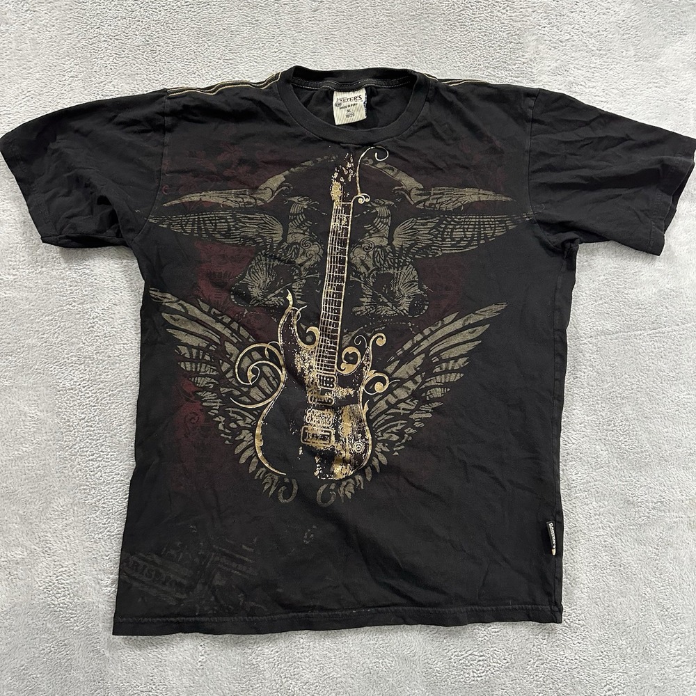 Carter's Tee Tshirt Men XL Black Guitar Wings Y2K 90s Vintage